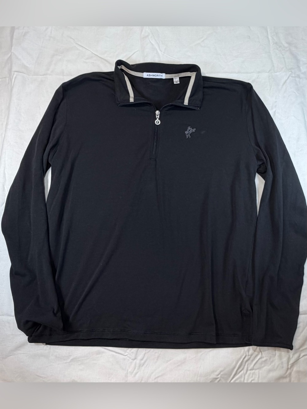 Ashworth Black Long-Sleeve Quarter Zip Performance Pullover over shirt
